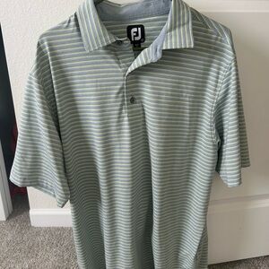 FootJoy Men's Light Green & White Striped Performance Polo